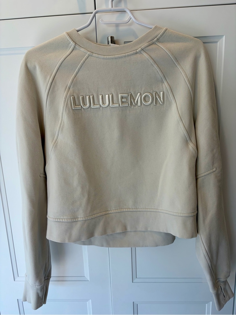 lululemon athletica Cream Embroidered Logo Crewneck Sweatshirt